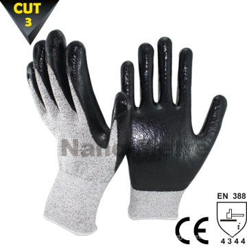 NMSAFETY EN388 4344 nitrile noir résistant aux coupures gants / gants de travail / gants de sécurité de la Chine